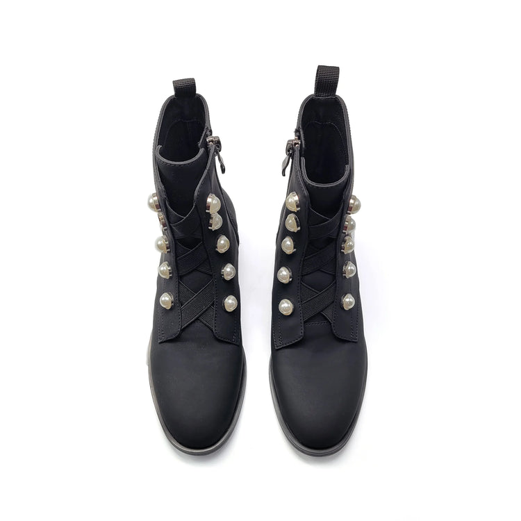 1936 Black Gum Pearl Stud Bootie 202212