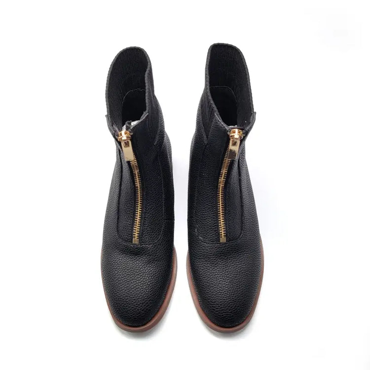 1936 black pebbled zipper bootie 202212 - girls