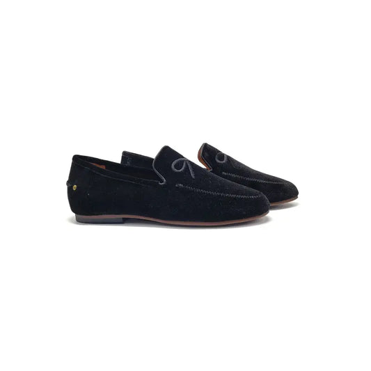 1936 Black Velvet Bow Embroider Loafer 193680