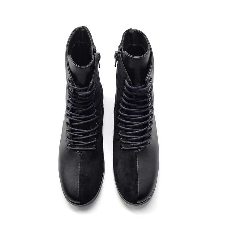 1936 Suede Leather Combo Lace Bootie