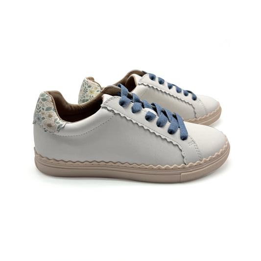 white floral blue lace sneaker