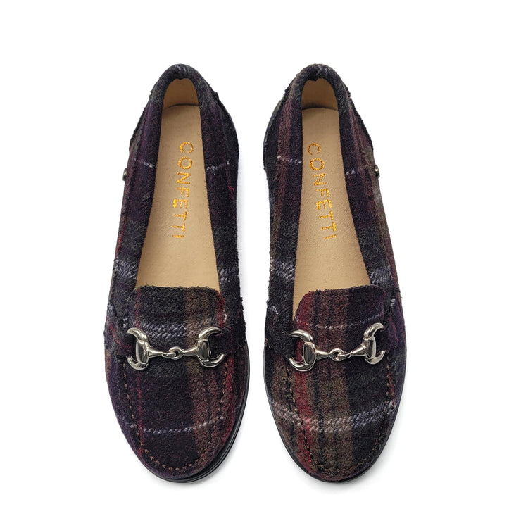 Confetti Burgundy Plaid Chain Loafer 6440