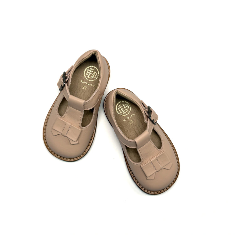 Blublonc Shir Petal Pink Bow T-Strap First Walker