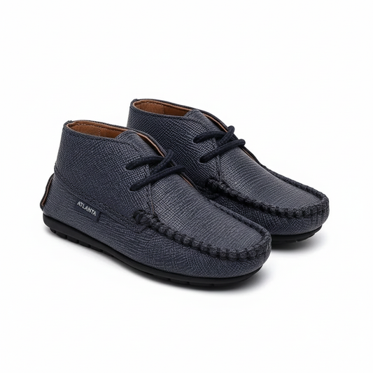 Atlanta Mocassin Navy Safiano Baby Bootie 073