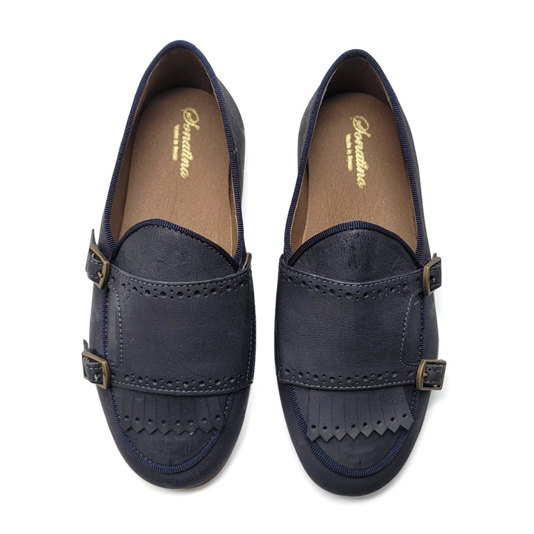 Sonatina Rogers Brushed Navy Fringe Slip on