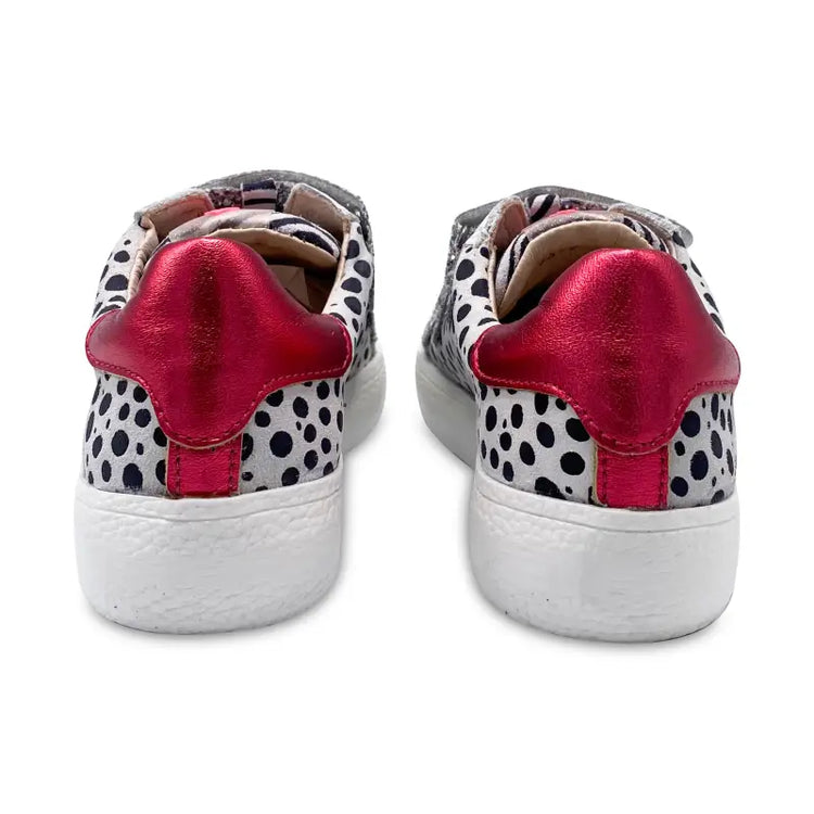 Acebos metallic red black white print velcro sneaker 9878 - girls
