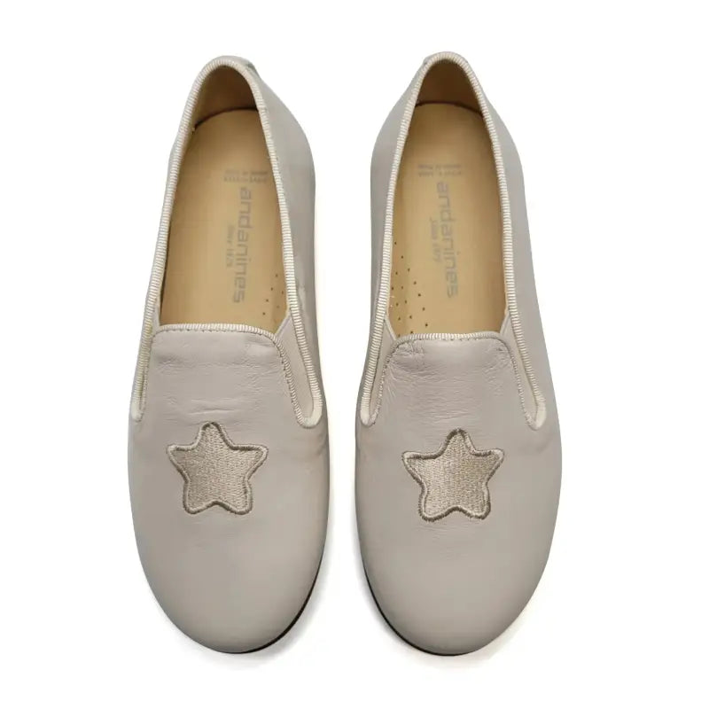 Andanines Biege Gold Star Embroidery Smoking Shoe 182447 - BOYS