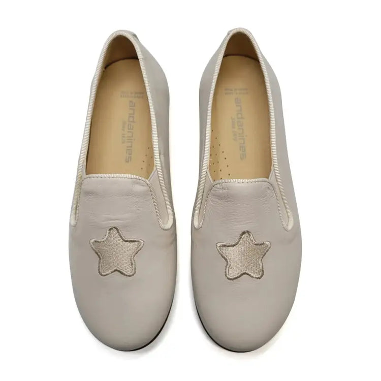 Andanines Biege Gold Star Embroidery Smoking Shoe 182447 - BOYS