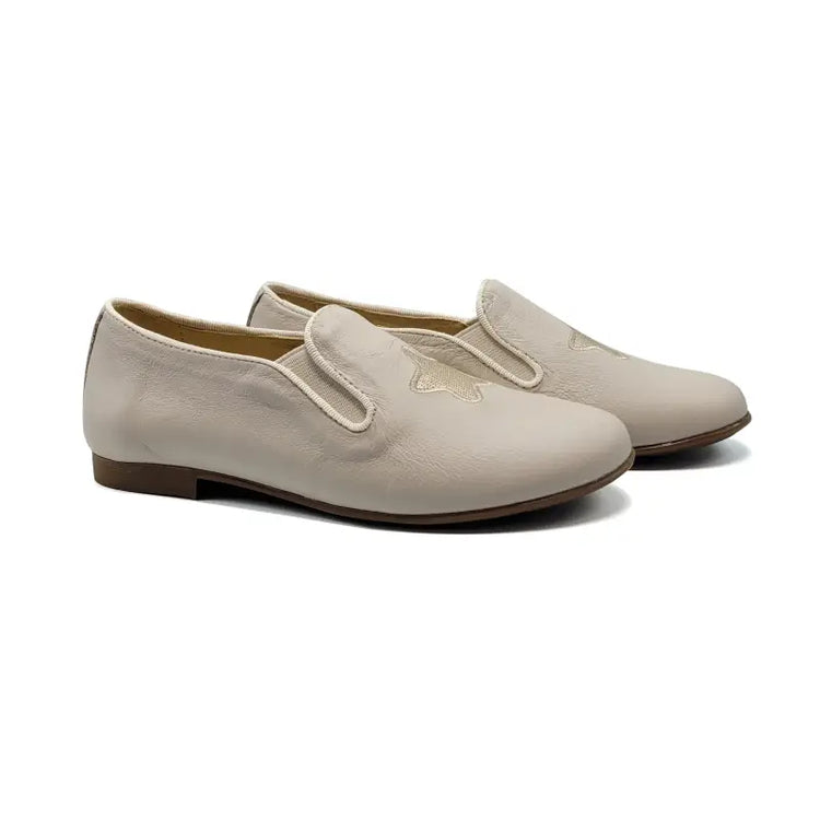 Andanines Biege Gold Star Embroidery Smoking Shoe 182447 - BOYS
