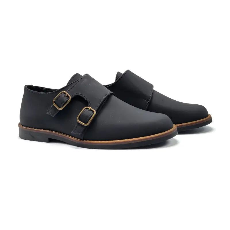 Andanines Black Gum Monk Strap Dress Shoes for Boys | Laced Shoe 27 Andanines Black Gum Monk Strap Dress Shoes for Boys | Laced Shoe 27