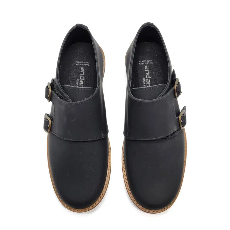 Andanines Black Gum Monk Strap Dress Shoe 222413 - BOYS