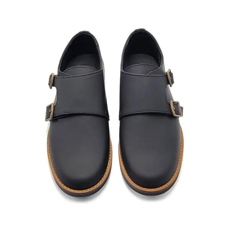 Andanines Black Gum Monk Strap Dress Shoe 222413 - BOYS