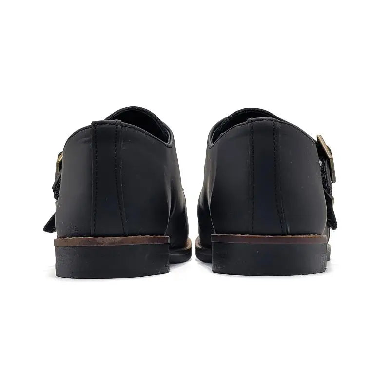 Andanines Black Gum Monk Strap Dress Shoe 222413 - BOYS