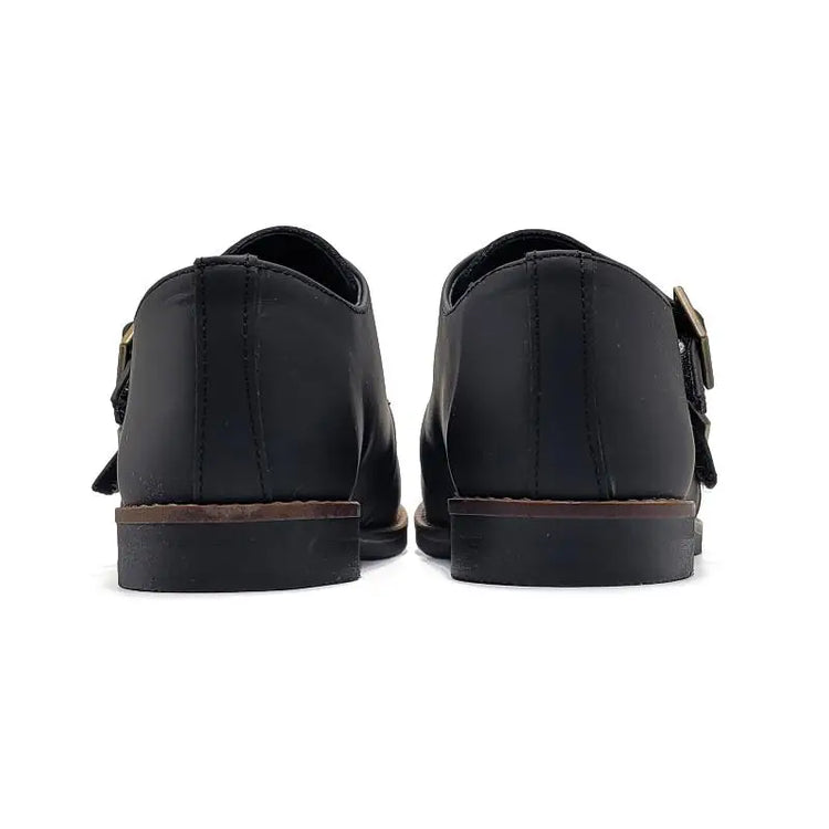 Andanines Black Gum Monk Strap Dress Shoe 222413 - BOYS