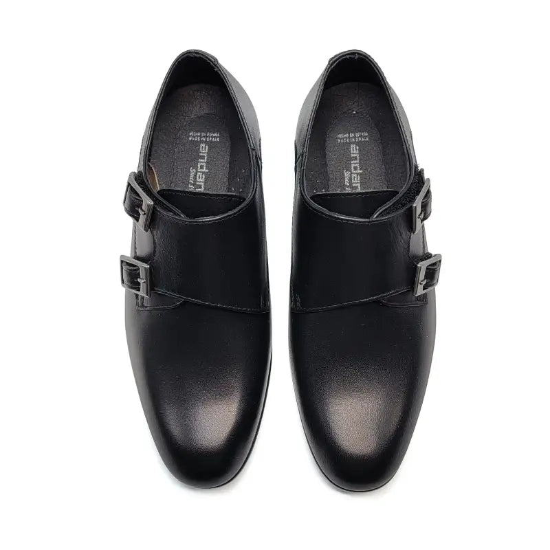 Andanines Black Leather Double Monk Dress Shoe 221954 - BOYS