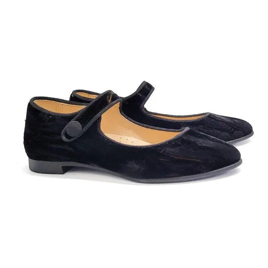 Andanines Black Velvet Rust Pointy Mary Jane 221624 - 28 - GIRLS
