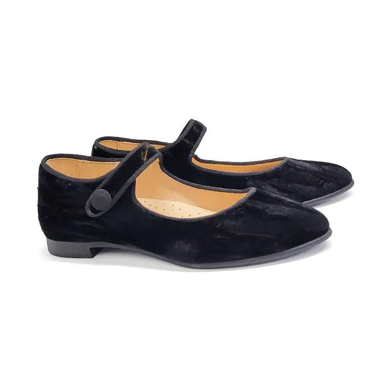 Andanines Black Velvet Rust Pointy Mary Jane 221624 - GIRLS