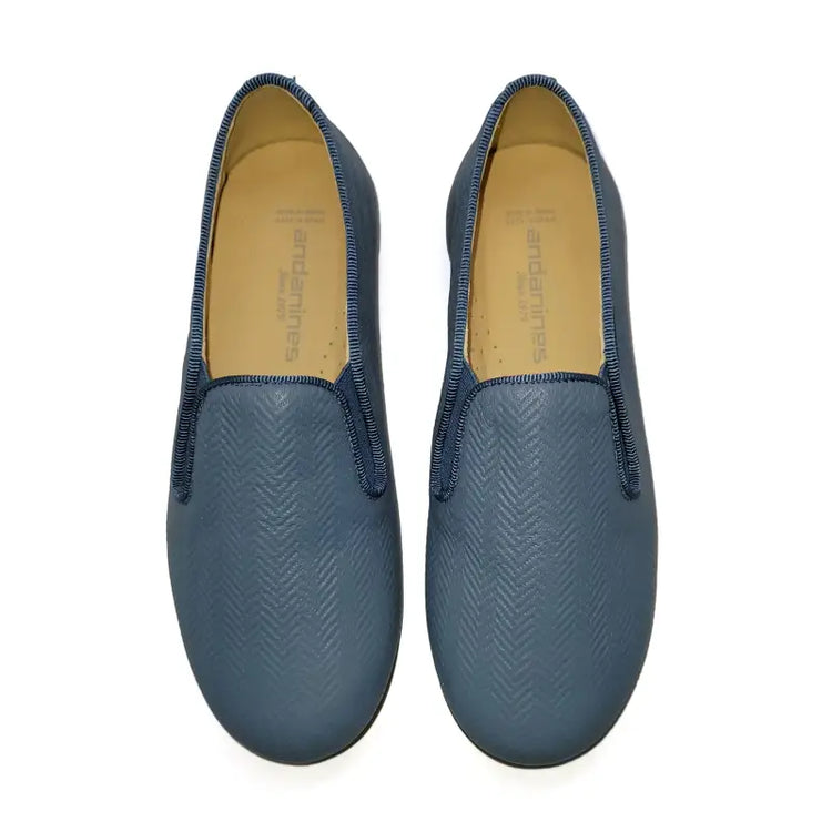Andanines Blue Herringbone Smoking Shoe 182447 - BOYS