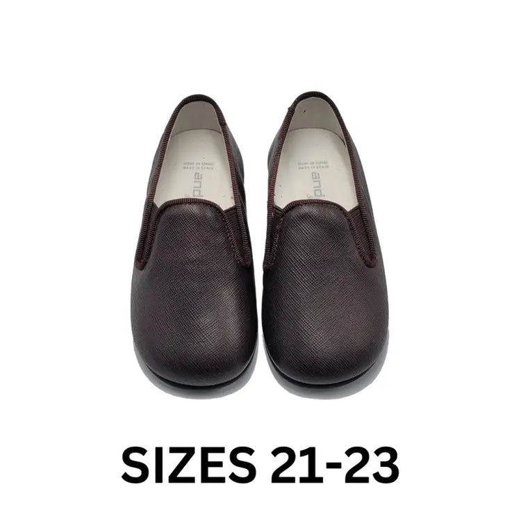 Andanines brown saffiano smoking shoe 182447 - slip on dress shoe