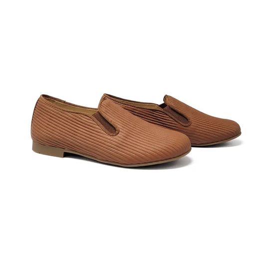 Andanines cognac ribbed smoking shoe 182447 - slip on dress shoe