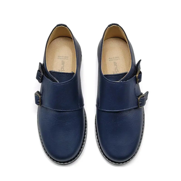 Andanines Marine Blue Double Monk Strap Dress Shoe 222413