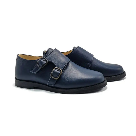 Andanines Marine Blue Double Monk Strap Dress Shoe 222413