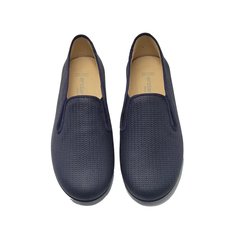 Andanines navy geometric smoking slip on 182447 - slip on dress shoe