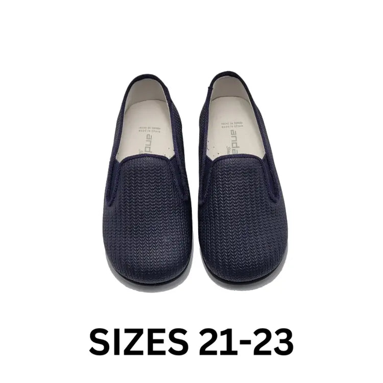 Andanines navy geometric smoking slip on 182447 - slip on dress shoe