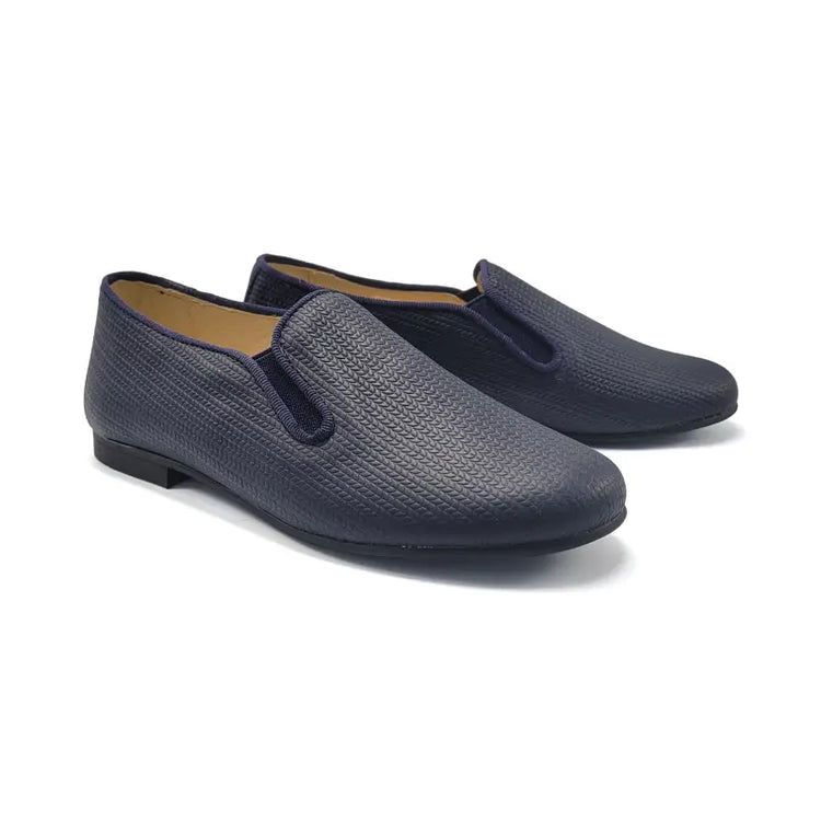 Andanines navy geometric smoking slip on 182447 - slip on dress shoe