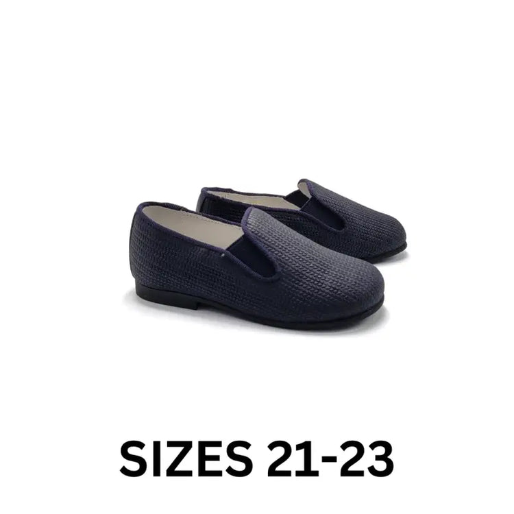 Andanines navy geometric smoking slip on 182447 - slip on dress shoe