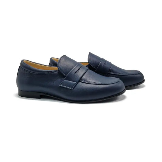 Andanines Navy Leather Penny Slip on 202751