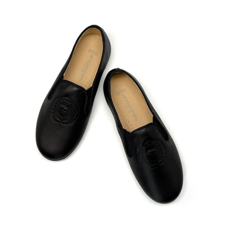 Andanines navy embossed smoking slip on shoes fast shipping