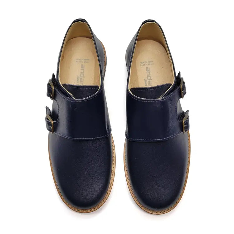 Andanines Oxford Blue Monk Strap Dress Shoe 222413 - BOYS