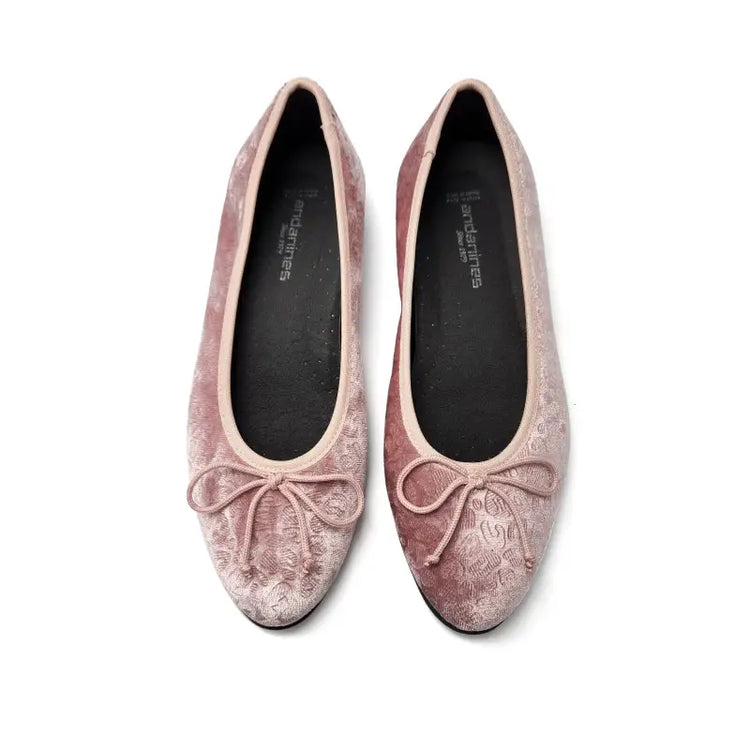 Andanines pink cheetah velvet ballet flat 222541 - girls
