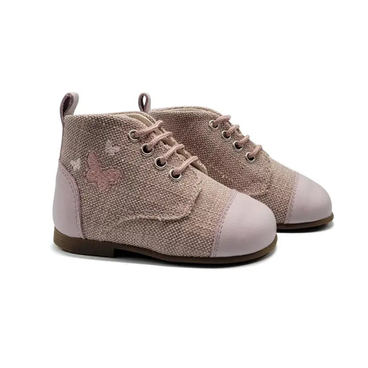 Andanines Pink Linin Butterfly Embroidery Baby Bootie 251201 - GIRLS