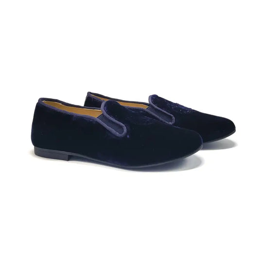 Andanines royal blue velvet embossed smoking slip on 252369 slip on dress