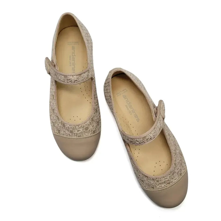 Andanines Taupe Knit Toe Cap Mary Jane 251214 - GIRLS