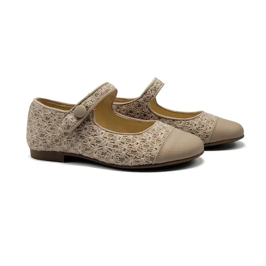 Andanines Taupe Knit Toe Cap Mary Jane 251214 - GIRLS