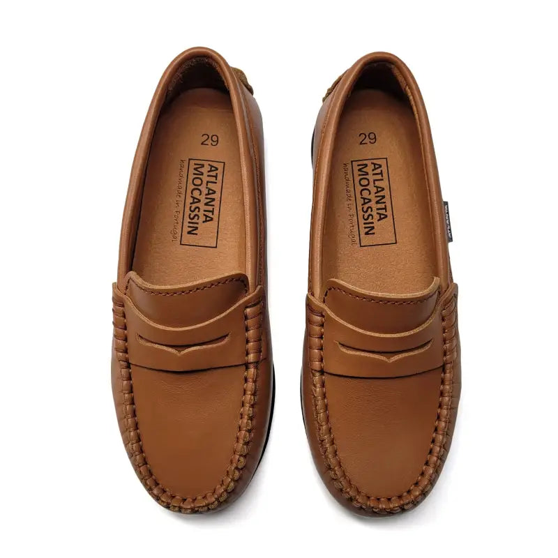 Atlanta Mocassin Amber Brown Penny Loafer 032 - GIRLS