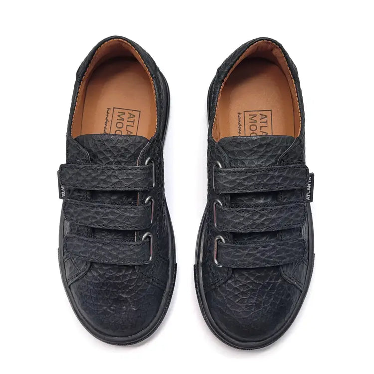 Atlanta mocassin black crinkle velcro sneaker 523 - velcro sneaker