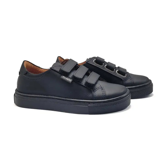 Atlanta mocassin black gum blue stich velcro sneaker 523 - velcro sneaker