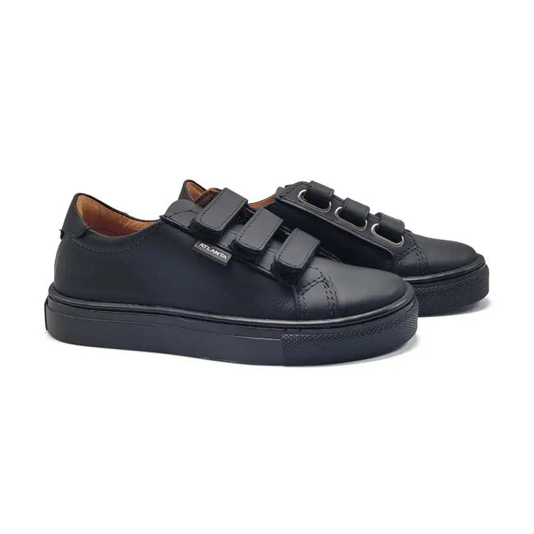 Atlanta mocassin black gum blue stich velcro sneaker 523 - velcro sneaker