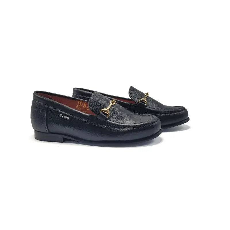 Atlanta mocassin black little grain buckle loafer 19014 - slip on dress