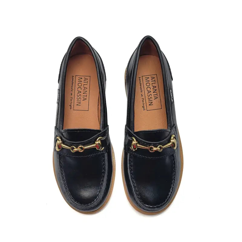 Atlanta mocassin black olive chain loafer 577k - girls