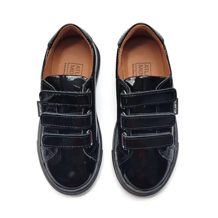 Atlanta mocassin black patent pink heart velcro sneaker 523 - velcro sneaker