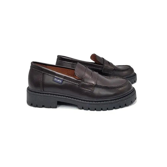 Atlanta Mocassin Brown Polished Chunky Penny Loafer 719K - 30 - GIRLS