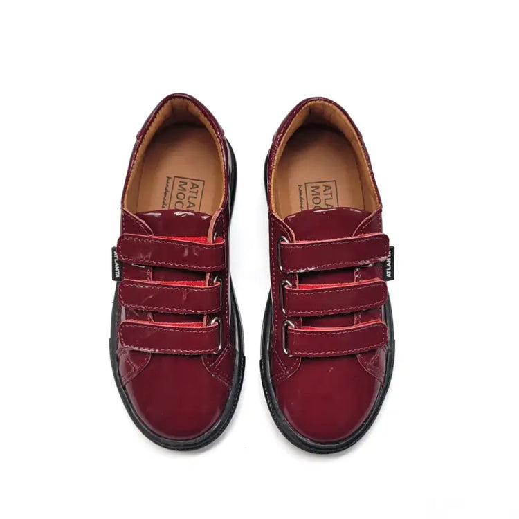 Atlanta mocassin burgundy patent heart velcro sneaker 523 - velcro sneaker