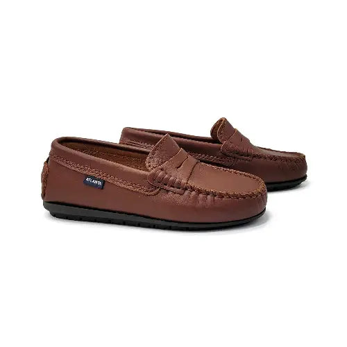 22 atlanta mocassin camel brown penny loafer leather | laced shoe fast shipping