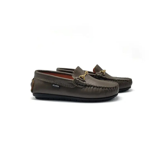 Pair of brown loafers on a white background