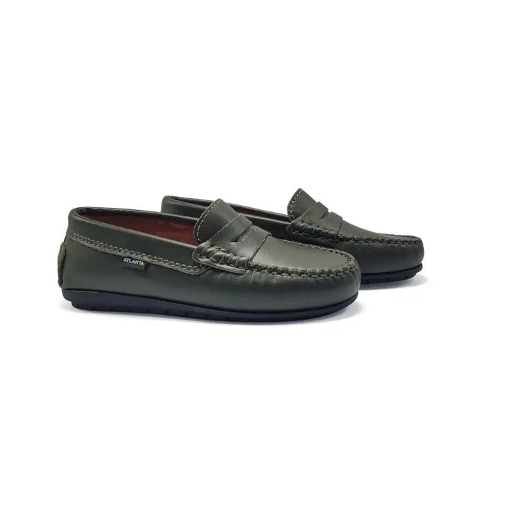 Atlanta mocassin military green penny loafer 032